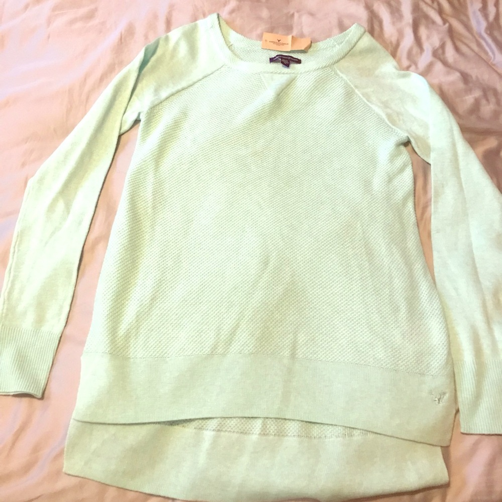 American Eagle mint hi-lo sweater